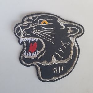 Iron-On 4" Black Panther Patch Head Tiger Cat Logo Embroidered Sew Cloth Back